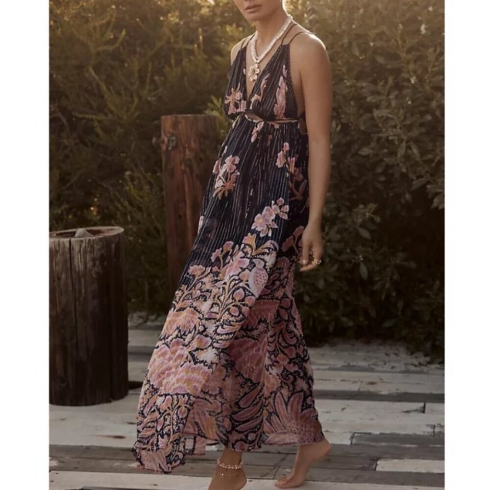 Anthropologie Black Motif Cutout Maxi Dress
